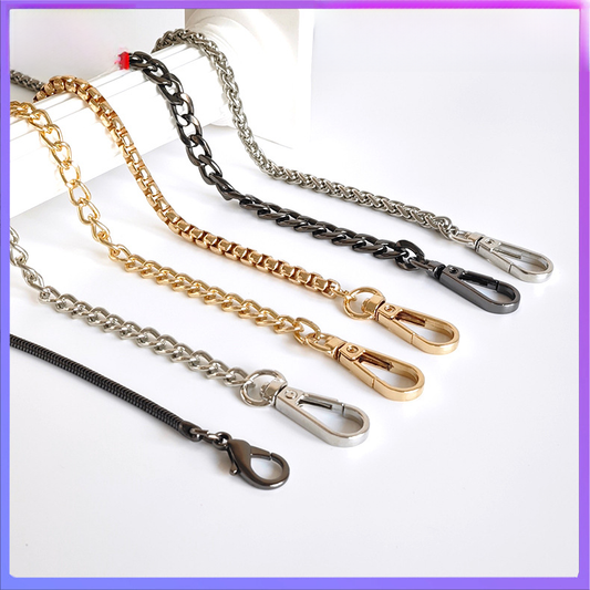 Metal Bag Chain With Woven Shoulder Strap For DIY