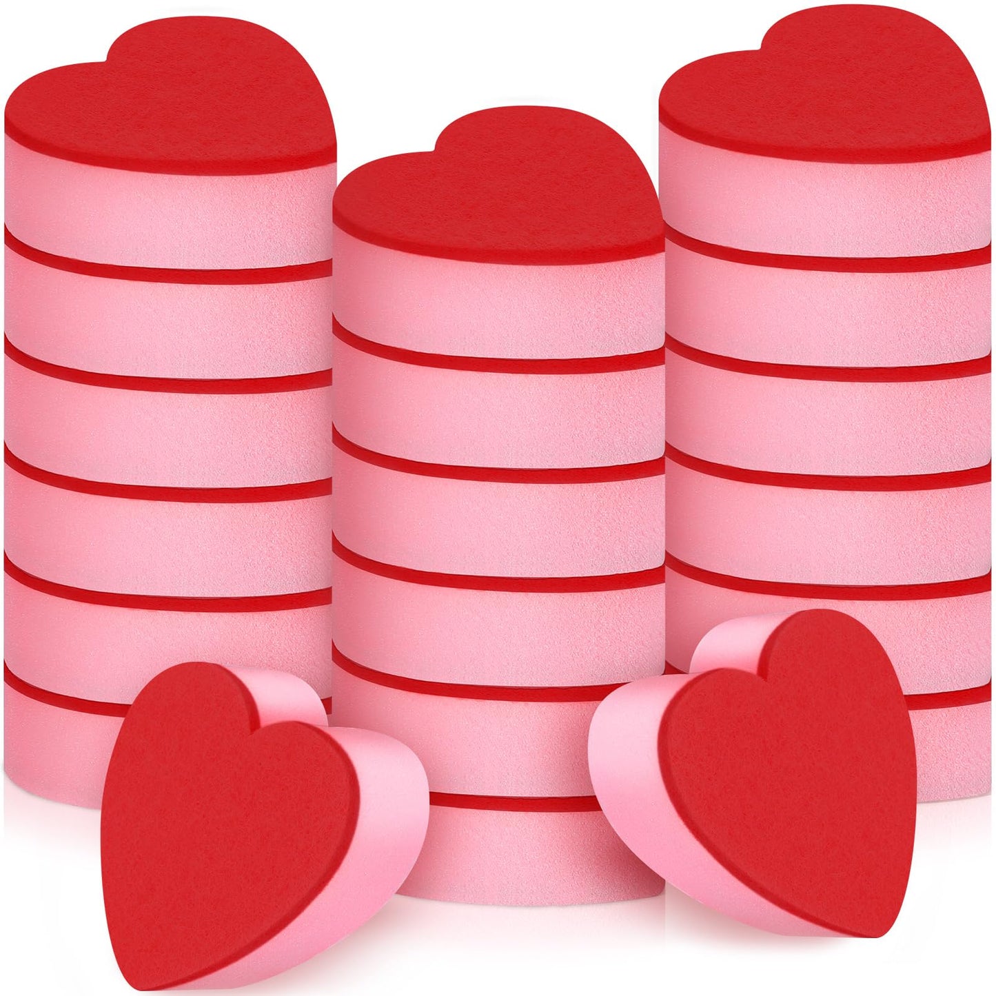 Maxcheck 20 Pcs Heart Dishes Sponge for Kitchen Dual Sided Kitchen Sponge and Scrubber for Washing Dishes Pots Pans and Household Cleaning Supplies Valentines Day Gifts(Red)