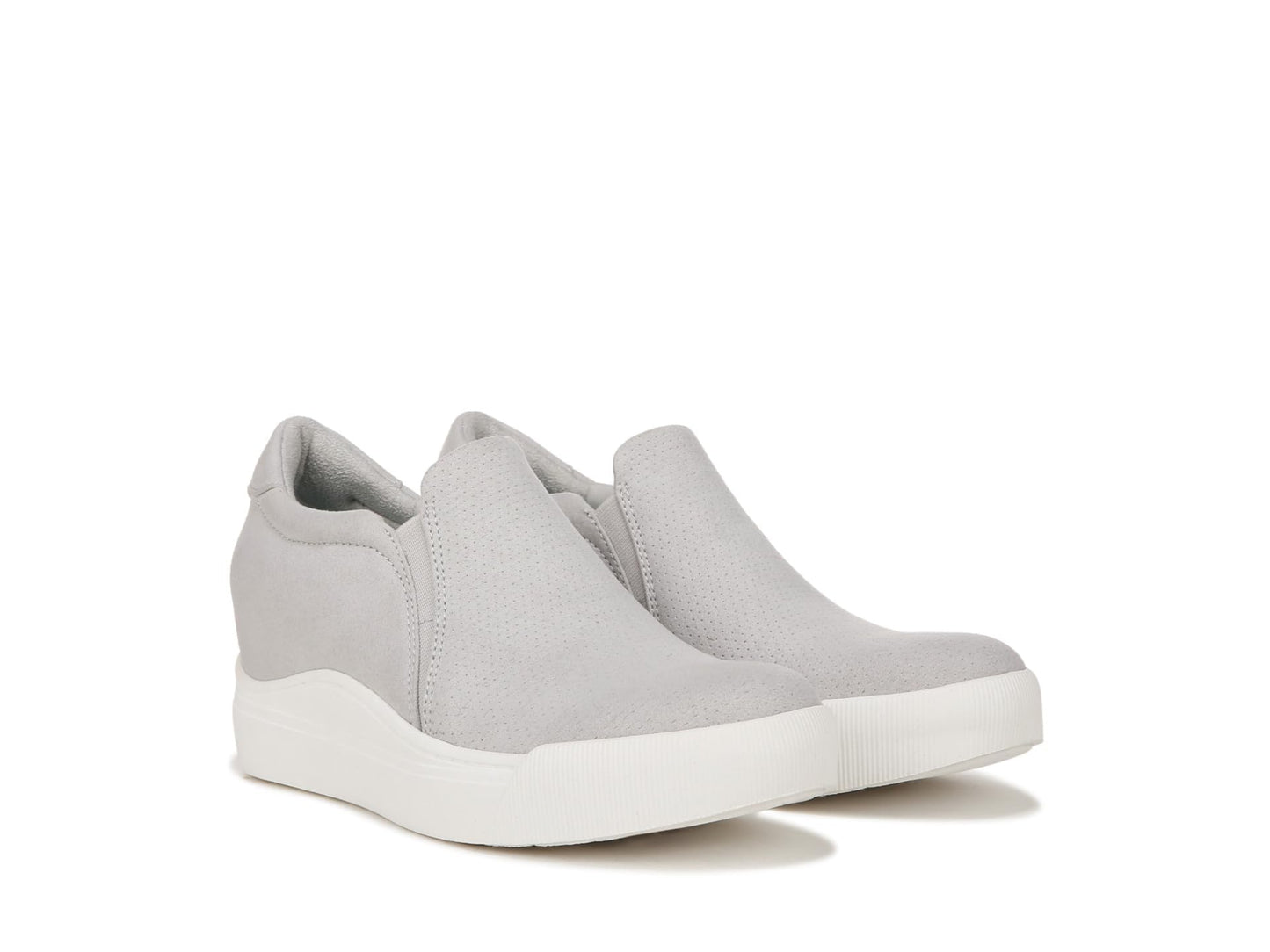 Dr. Scholls Shoes Womens Time Off Wedge Sneaker Grey Microfiber Perf 8 M
