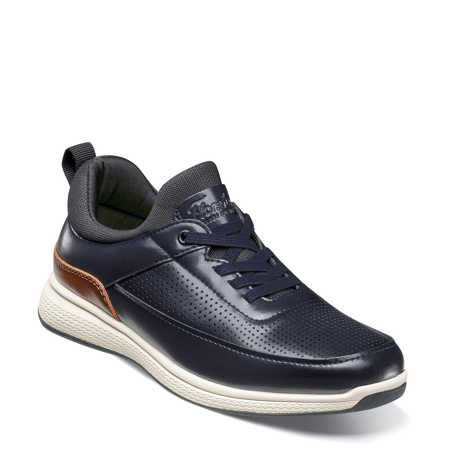 Florsheim Boys Satellite Perf Elastic Lace Slip-On Jr. (Toddler/Little Kid/Big Kid) Navy 12.5 Little Kid M