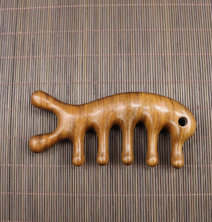 Golden Sandalwood Scalp Massager with Five Teeth