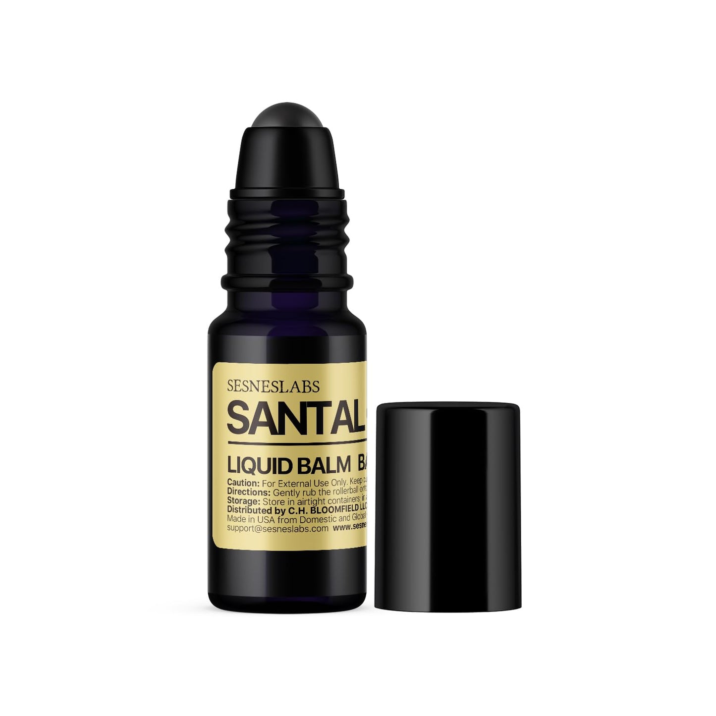 sesneslabs Santal Grass Roll-On Perfume Alcohol Free Olfactive Marker Niche Scent Eucalyptus Papyrus Cardamom Sandalwood Essential Oils Blend Unisex Perfum for Women and Men 10ml/.33 fl Oz